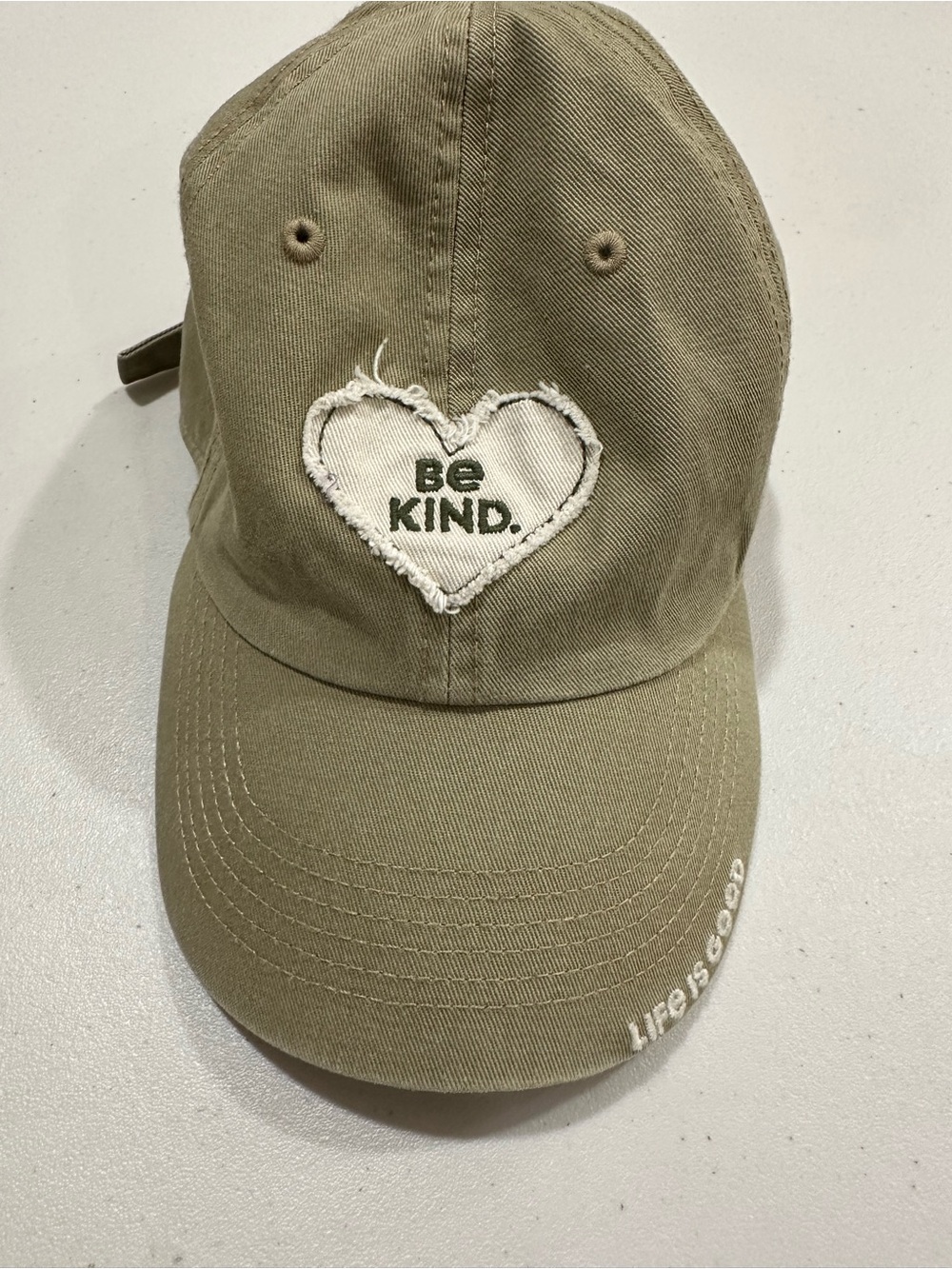 Life is Good Be Kind Heart Embroidered Cap - Olive Green,cotton,adjustable